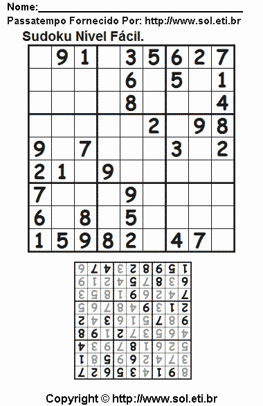 Sudoku Para Impressão. Jogo Nº 76.