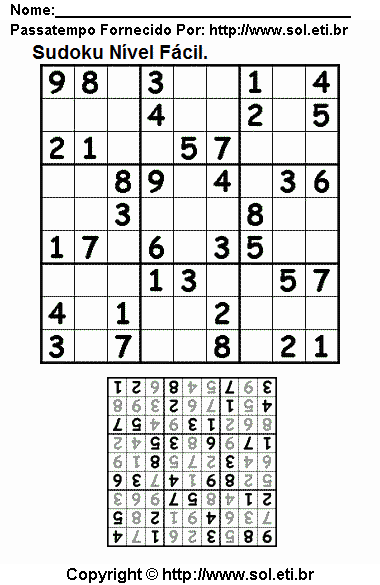 Passatempo Com Números Sudoku Para Impressão. Jogo Nº 755.