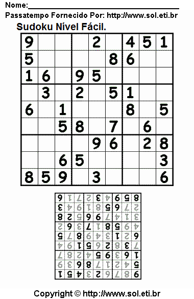 Sudoku Para Impressão. Jogo Nº 76.