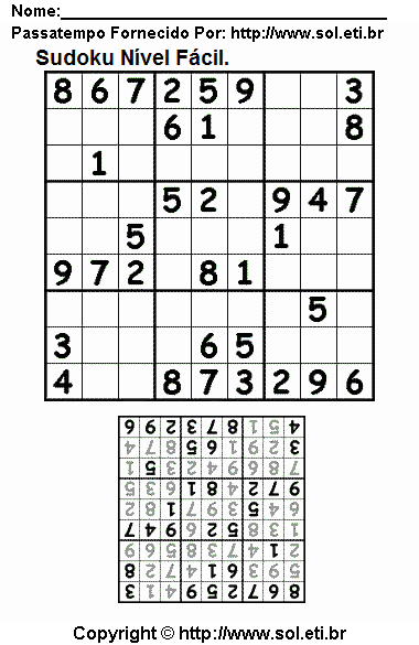 Sudoku Para Imprimir Com Respostas 77