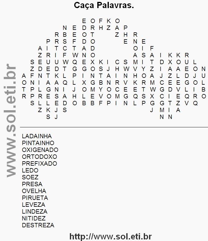 Caça Palavras Para Imprimir. Passatempo Nº 1. Passatemo Nº 22.