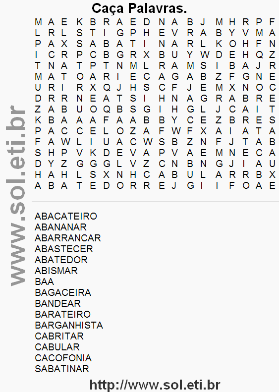 Caça Palavras Para Imprimir