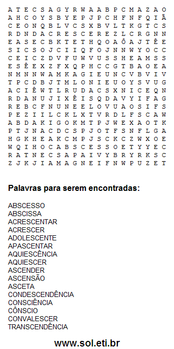 Caça Palavras Para Imprimir. Passatempo Nº 1. Passatemo Nº 22.