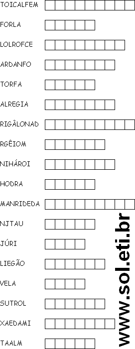 Passatempo Com Letras Embaralhadas 7