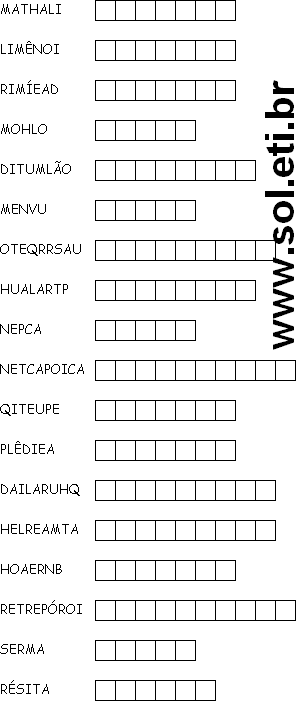 Passatempo Com Letras Embaralhadas 8