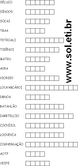 Passatempo Com Letras Embaralhadas 9