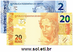 Cédulas de Dinheiro Totalizando 22 Reais