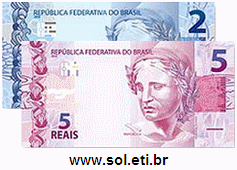 Cédulas de Dinheiro Totalizando 7 Reais