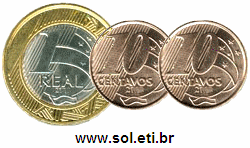 Moedas Totalizando 1 Real e 20 Centavos