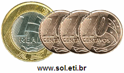 Moedas Totalizando 1 Real e 30 Centavos