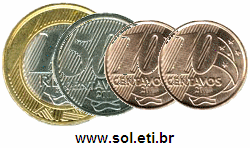 Moedas Totalizando 1 Real e 70 Centavos