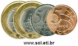 Moedas Totalizando 2 Reais e 55 Centavos