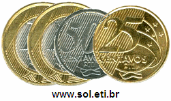 Moedas Totalizando 2 Reais e 75 Centavos