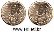 Moedas Totalizando 20 Centavos