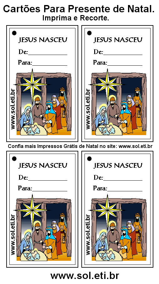 Cartão de Natal Para Imprimir Com Nascimento de Jesus.