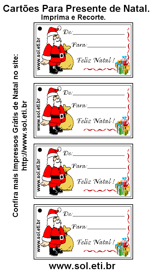 Cartão de Natal Para Imprimir Com Papai Noel Entregando Presentes.