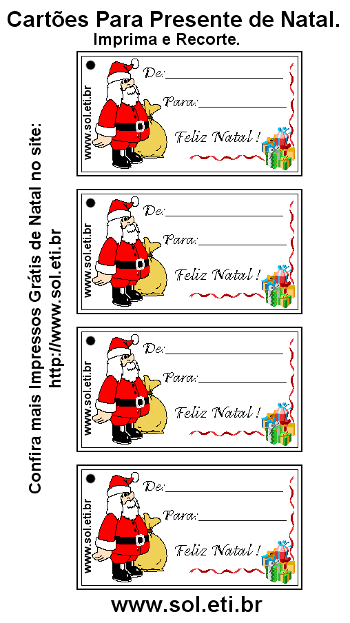 Cartão de Natal Para Imprimir Com Papai Noel Entregando Presentes