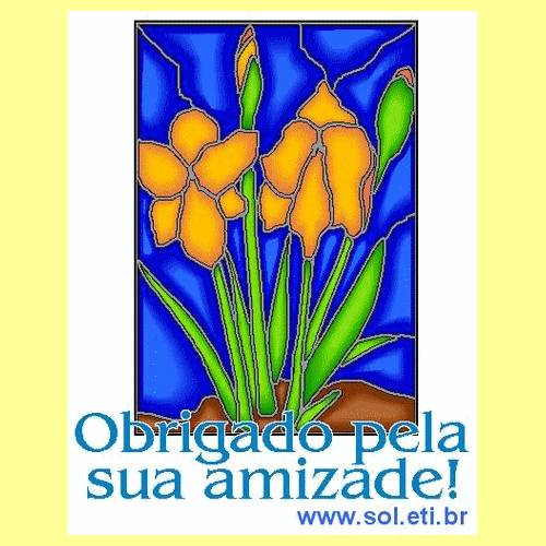 Vitral Azul com Flores Amarelas